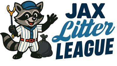 Jax Litter League Logo With Cartoon Raccoon