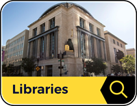 stayCoolJax_3_image libraries button: exterior photo of large multi floor main street library with wisdom the owl statue