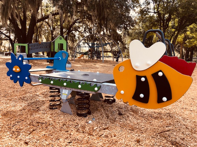 brightly colored playground equipment