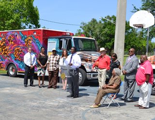 Mayor Alvin Brown announcing further expansion to the Summer Urban parks Initiatives and hours at community senters and gymnasiums to help combat youth crime and violence in an event at Westside Park