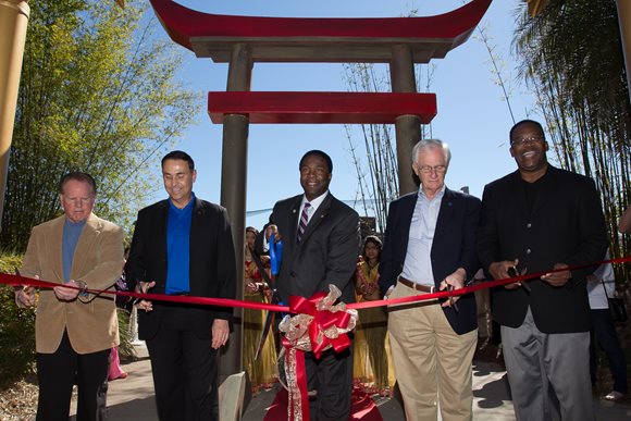 March 8, 2014 photo of Council President Bill Gulliford with Mayor Brown and Council Members Redman and Gaffney at the ribbon cutting ceremony for the Land of the Tiger exhibit at the Zoo.  Click for more photos from this event.