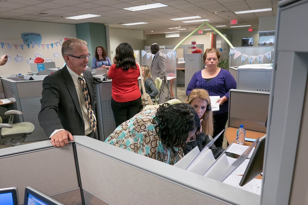 City Councilman Doyle Carter visiting the team at 630-CITY, Oct. 13, 2016.