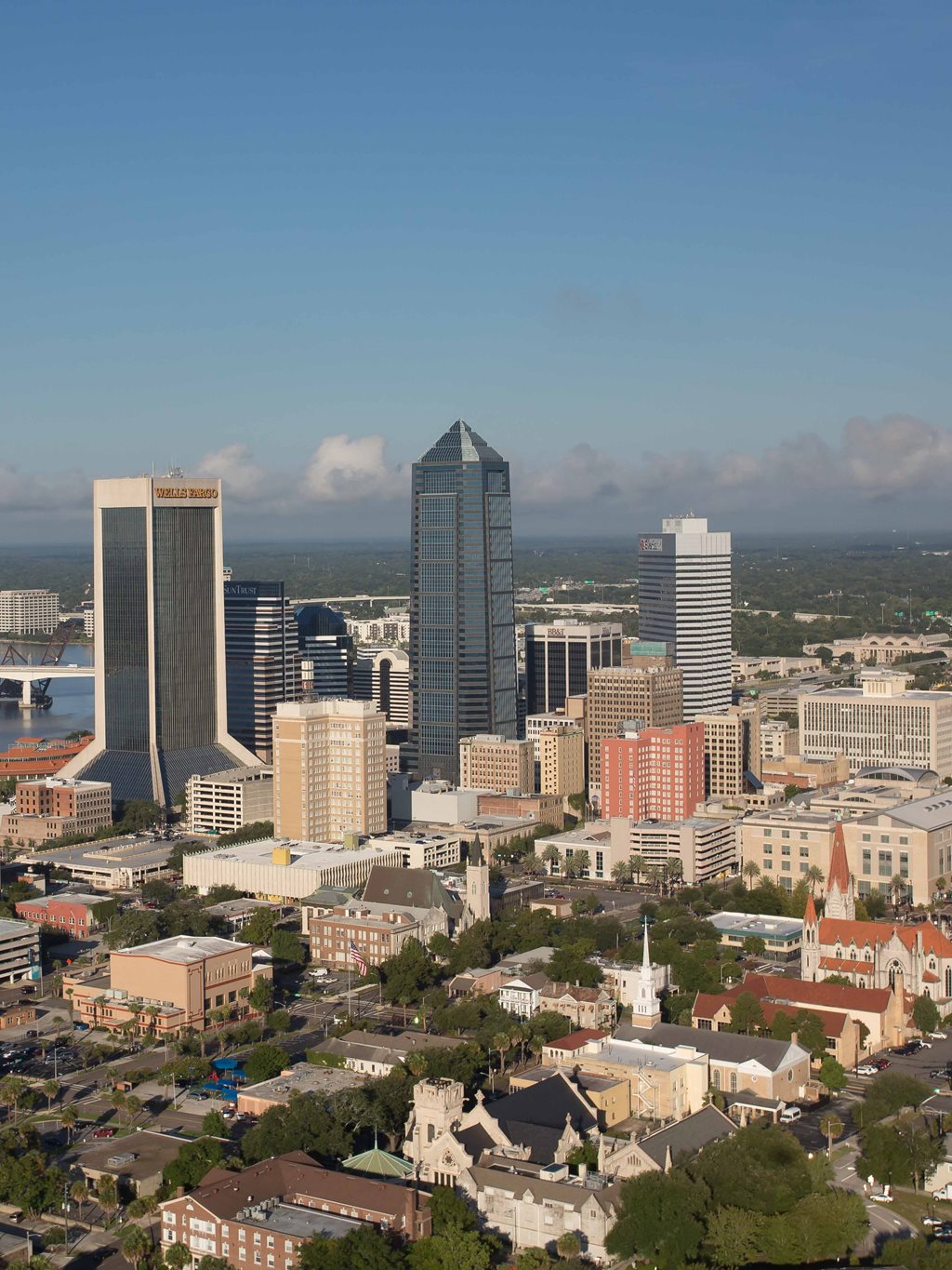 overhead shot of downtown jacksonville ,florida