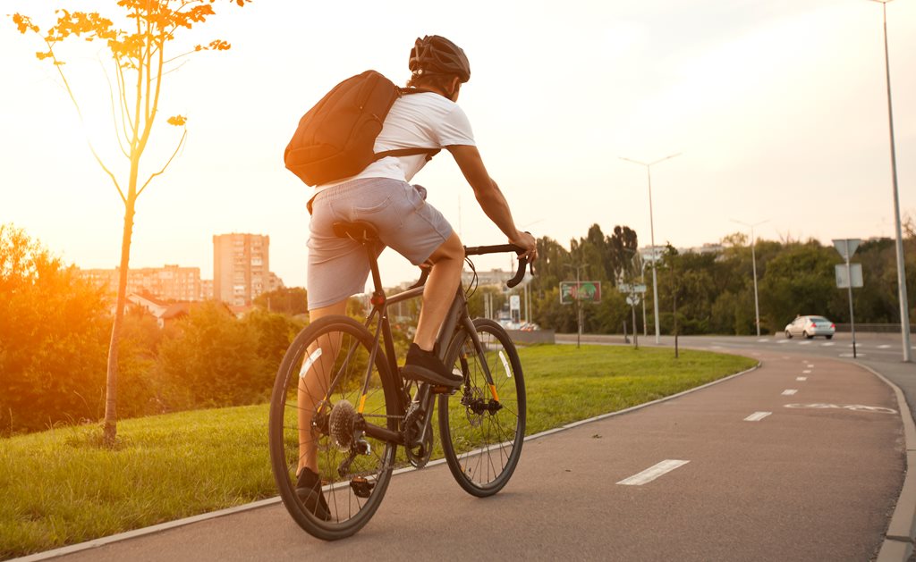 man riding bike