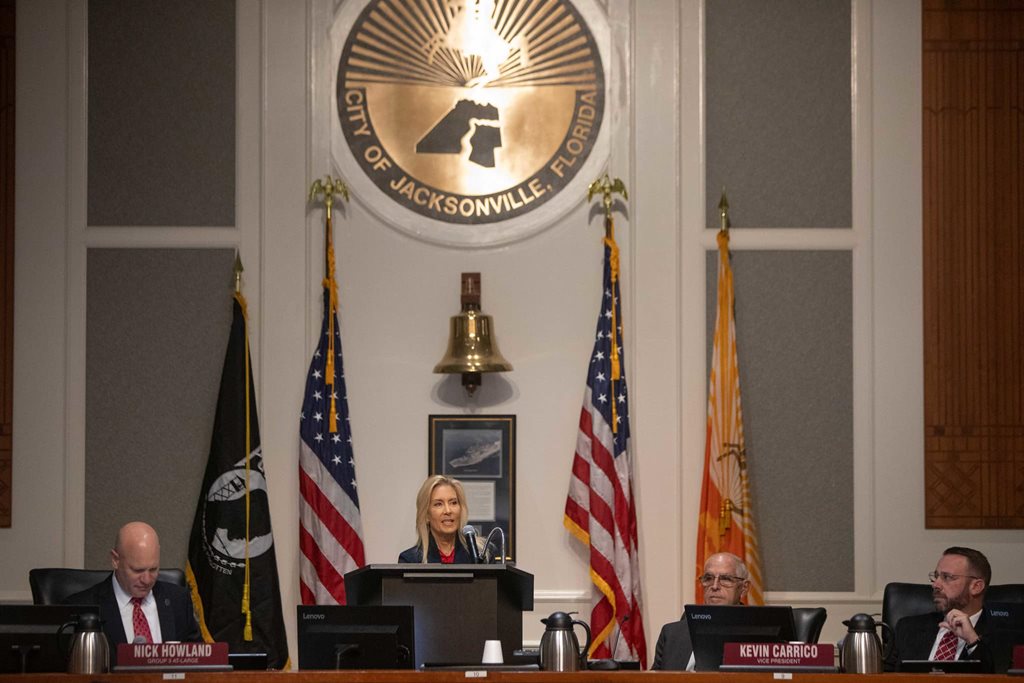 Mayor Deegan in council chambers speaking