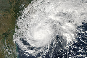 aerial view of tropical storm in ocean