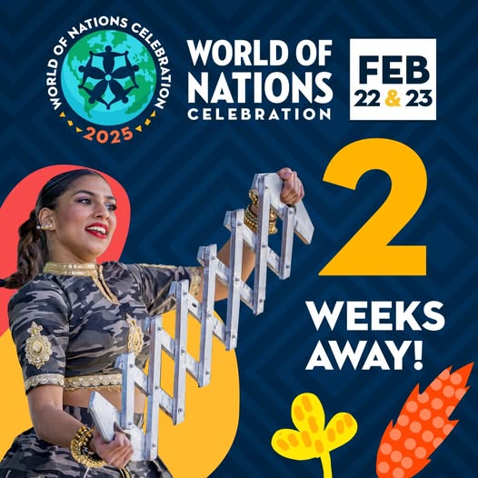 World Of Nations Graphic with dates and photo of dancer