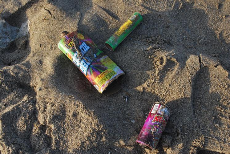 fireworks trash and debris on beach