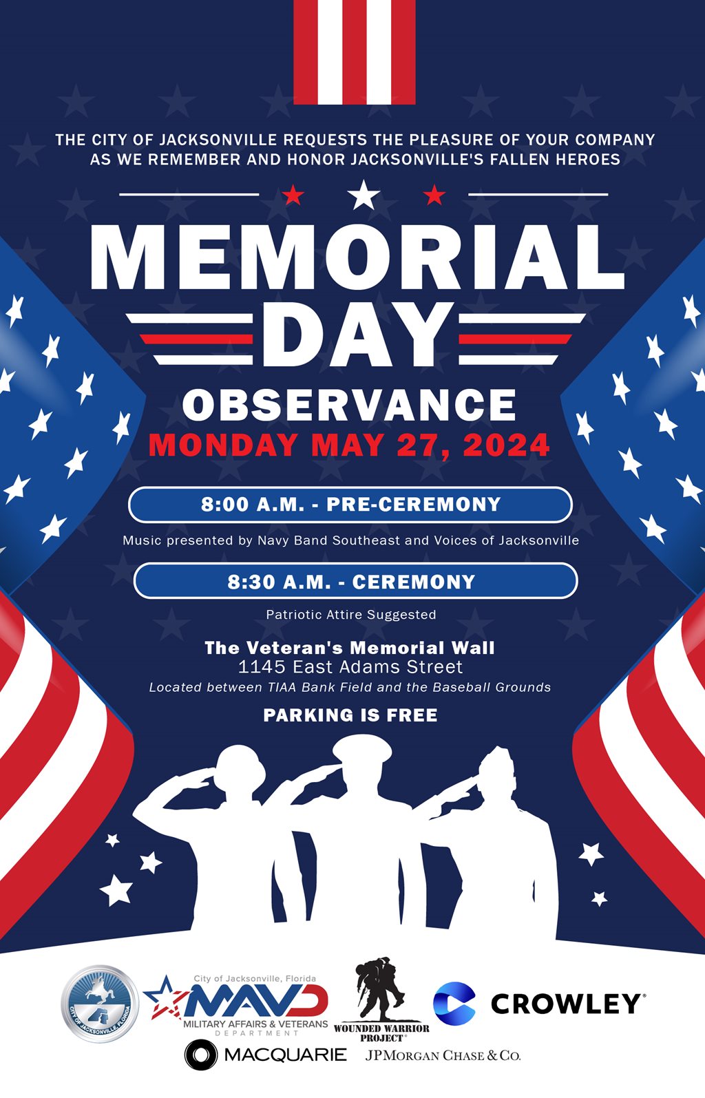 Memorial Day invite with event details and sponsor logos