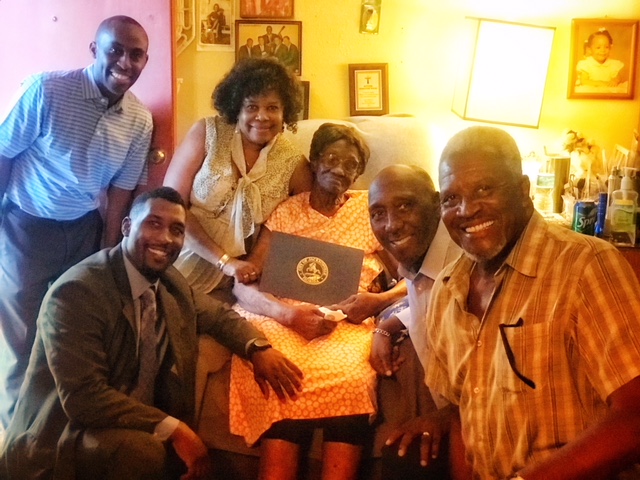 September 24, 2018 photo of Council Member Garrett Dennis with Ms. Wick on her 101st Birthday.