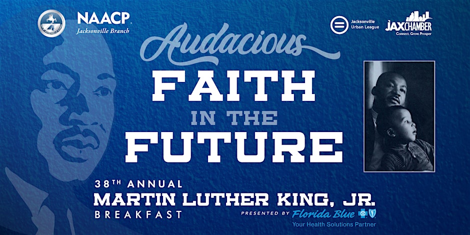 MLK Breakfast flyer with photo of Martin Luther King Junior and Child