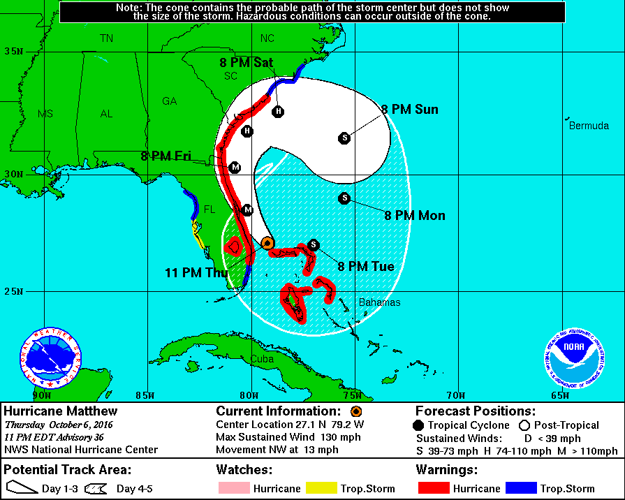 Thursday, Oct. 6, 11:30 p.m. graphic from NWS