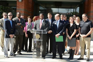 Mayor Brown and city leaders announcing Jacksonville's bid for the 2016 US Swimming Olympic Trials