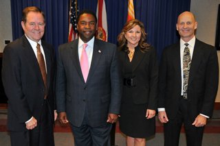 Rick Qualman from IBM, Mayor Alvin Brown, Renee Finley and Steve Swaim from IBM.