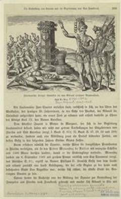And engraving depicting the landing of Jean Ribault