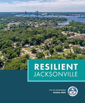 resilient jacksonville report cover with photo of downtown jacksonville and river