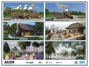 st johns river park project rendering - illustration of playground, restrooms and garden