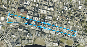 TWO-WAY STREET RESTORATION ADAMS & FORSYTH TWO-WAY overhead map