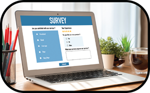 computer with survey form on screen