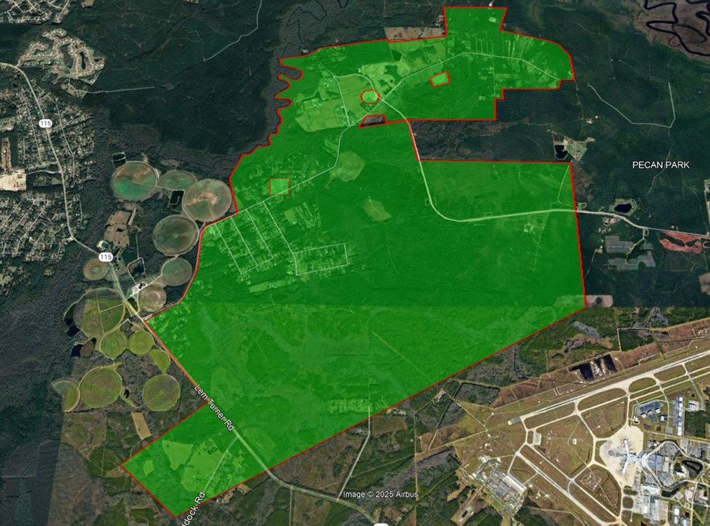 Inhabited areas along the entire length of Lannie road, barring exclusions